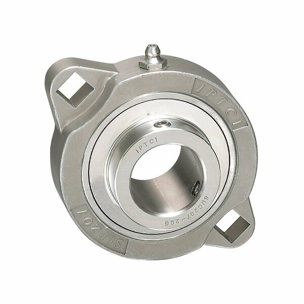 Iptci 2-Bolt Flange Ball Bearing Unit, 1.25 in Bore, Stainless Hsg, Stainless Insert, Set Screw Locking SSBSLF206-20